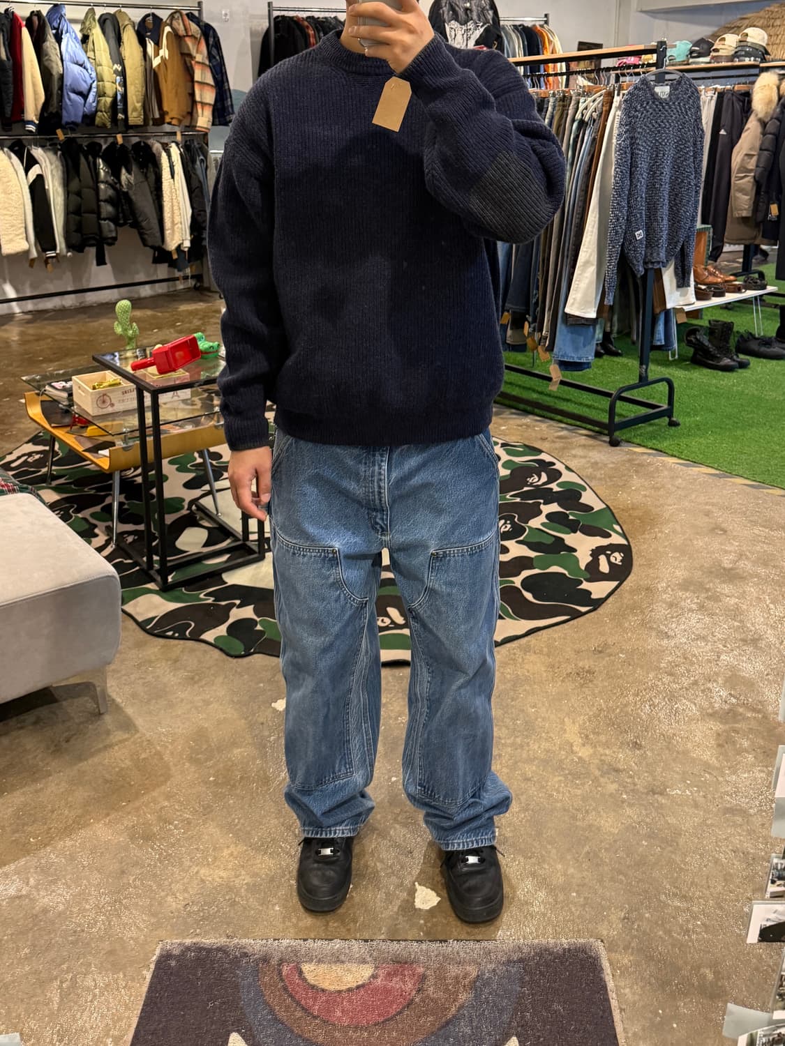 프리즘웍스 패치 니트 네이비 상품이미지4