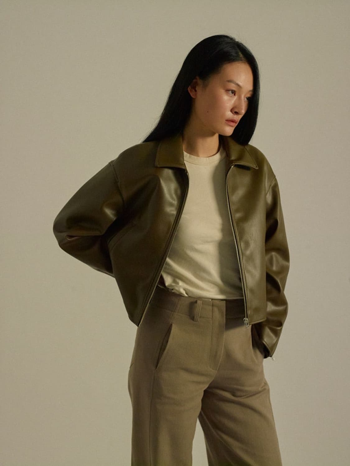 커렌트 싱글 레더자켓 카키브라운 (품절상품) 상품이미지2