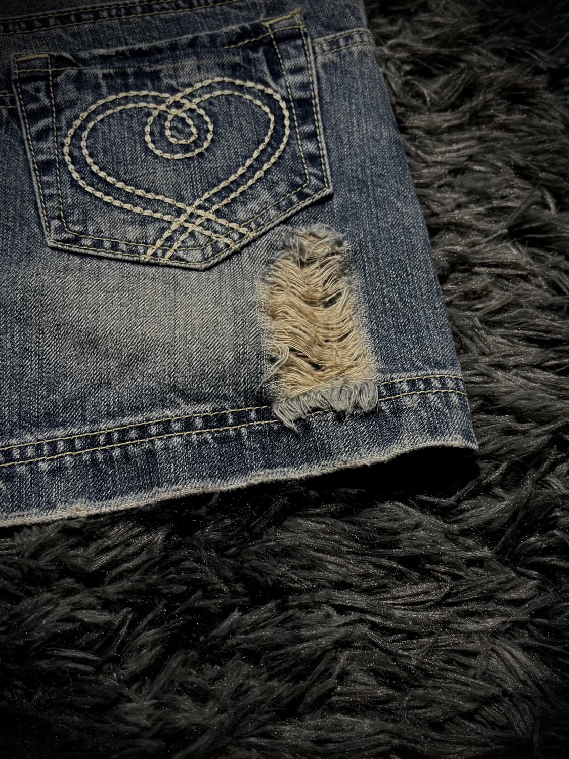 Cecil McBee 데미지 워싱 숏 데님스커트 상품이미지7