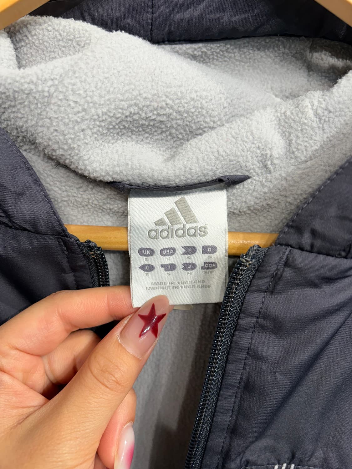 S 아디다스 빈티지 기모 윈드 브레이커 자켓 블랙 상품이미지4