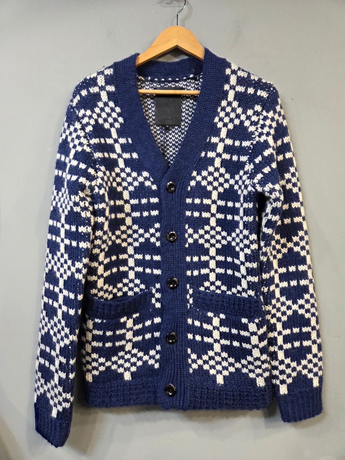 시스템옴므 네이비 패턴 가디건(XS) 상품이미지1