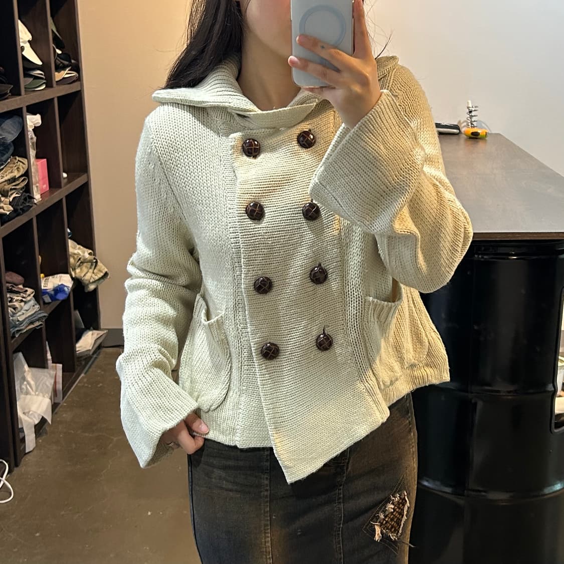 아이보리 더블버튼 가디건 상품이미지2