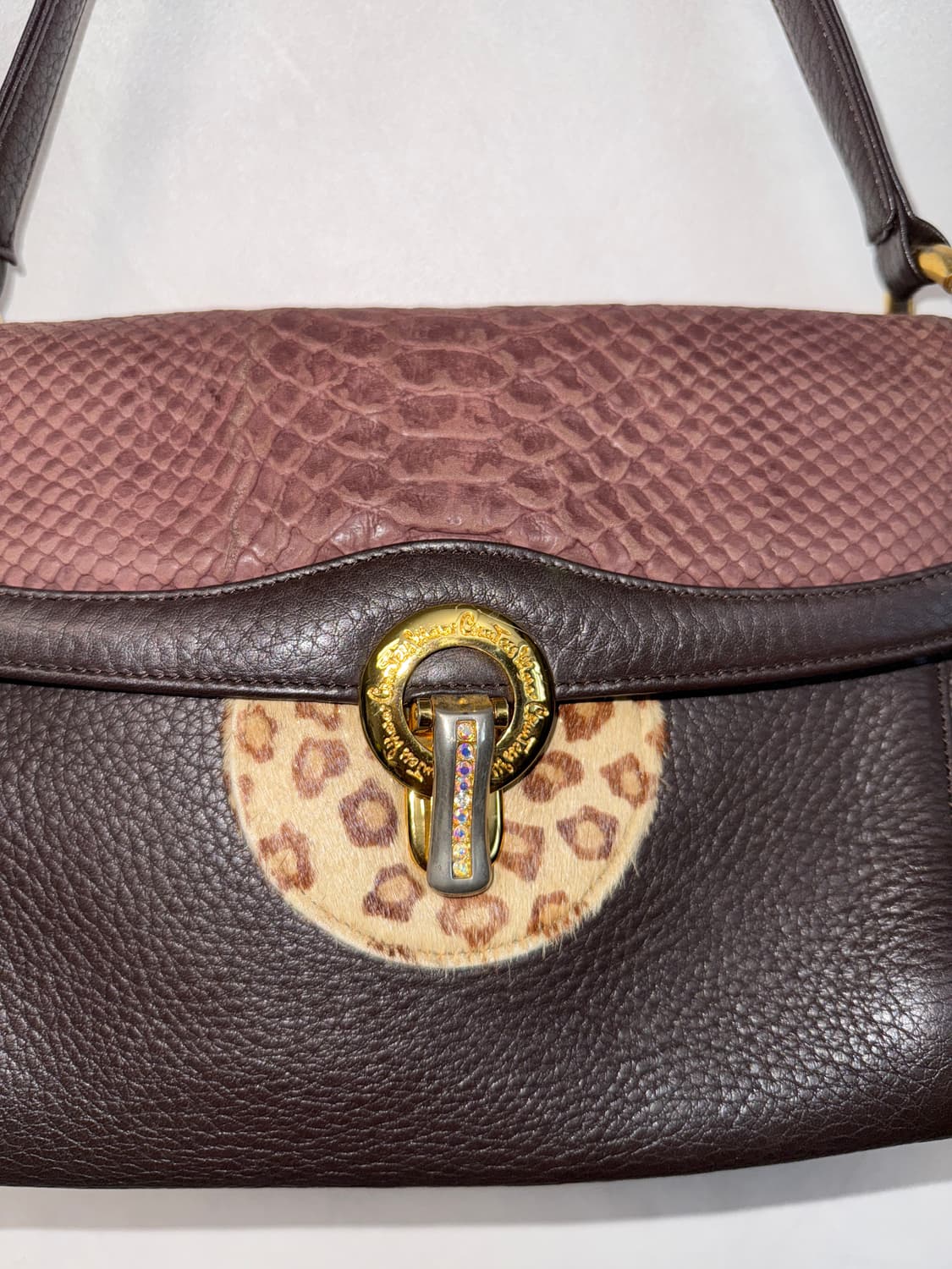 Dark brown oriental python calf fur 숄더백 상품이미지3