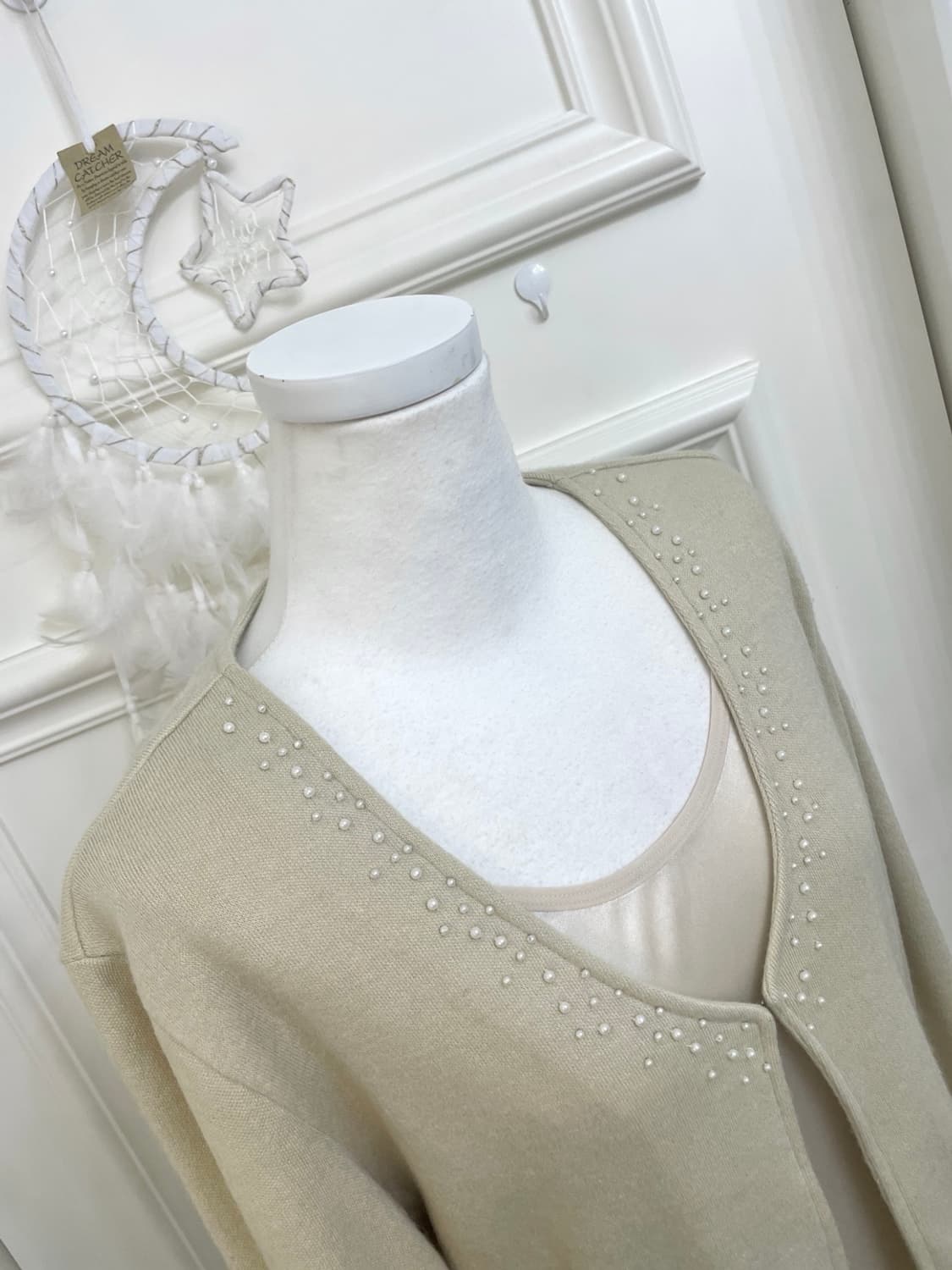 cream beige pearl point one-button cardi 상품이미지7