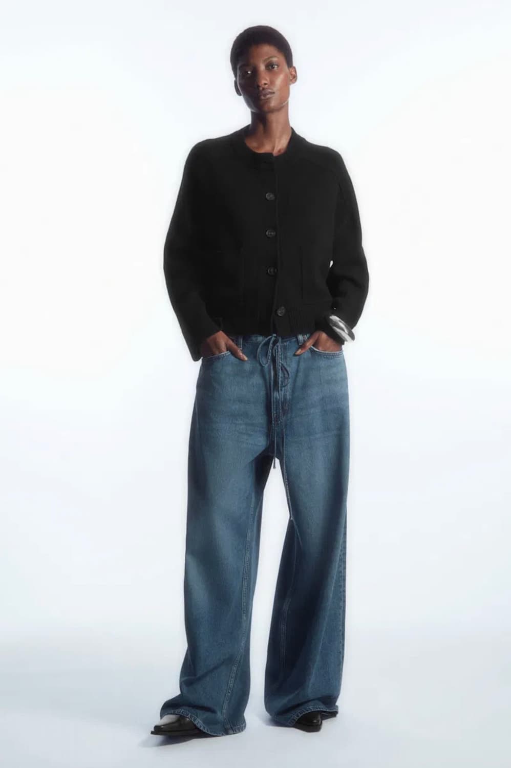 코스 크루넥 울 가디건 블랙 상품이미지1