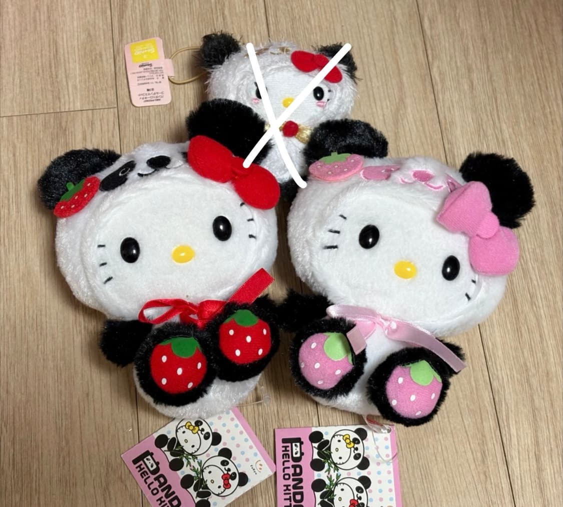 일괄/레어) 고전 딸기 판다 키티 인형 상품이미지1