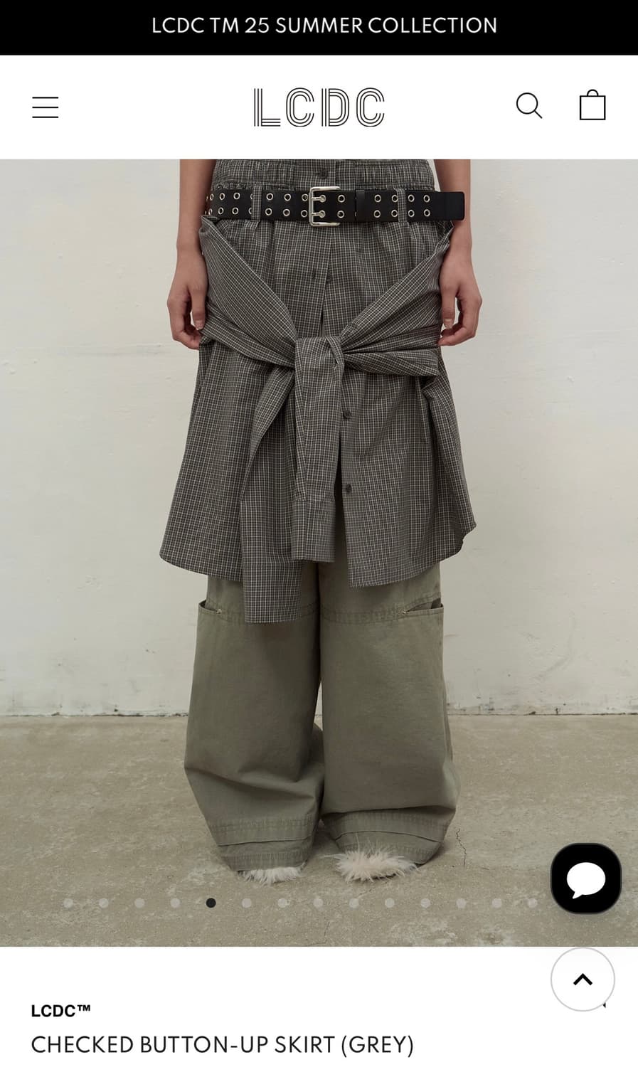 LCDC CHECKED BUTTON-UP SKIRT (GREY) 상품이미지3