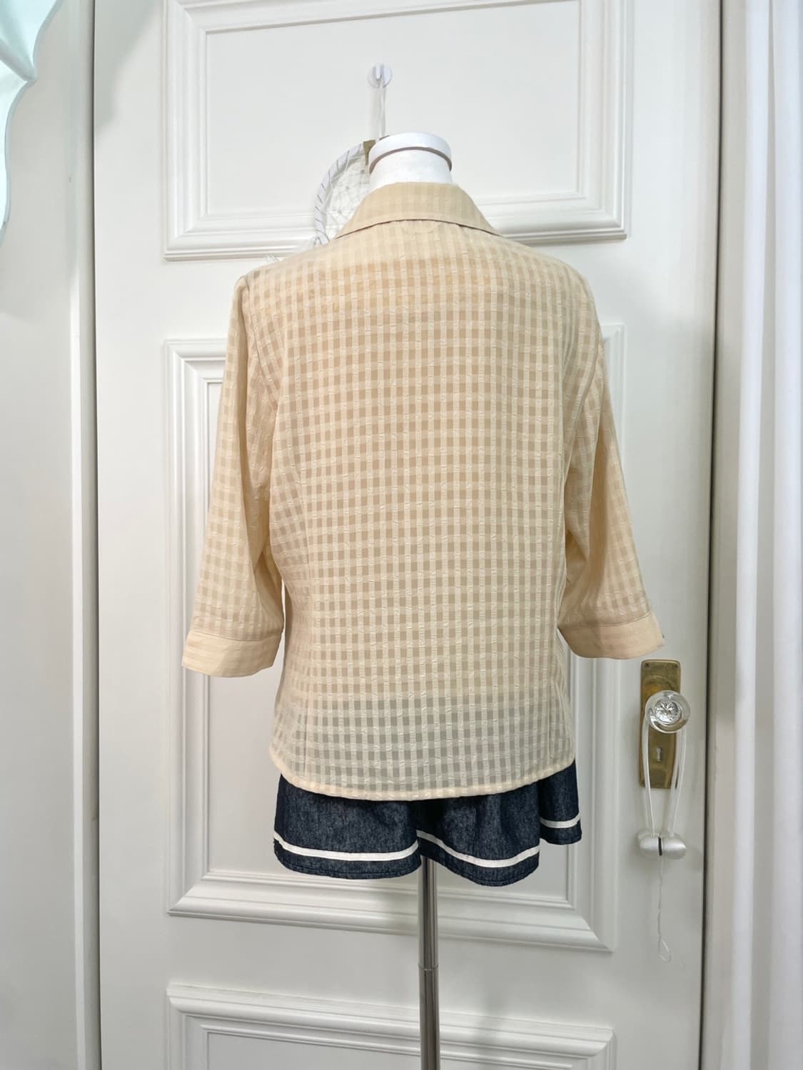 butter yellow check summer jacket(size-M 상품이미지4