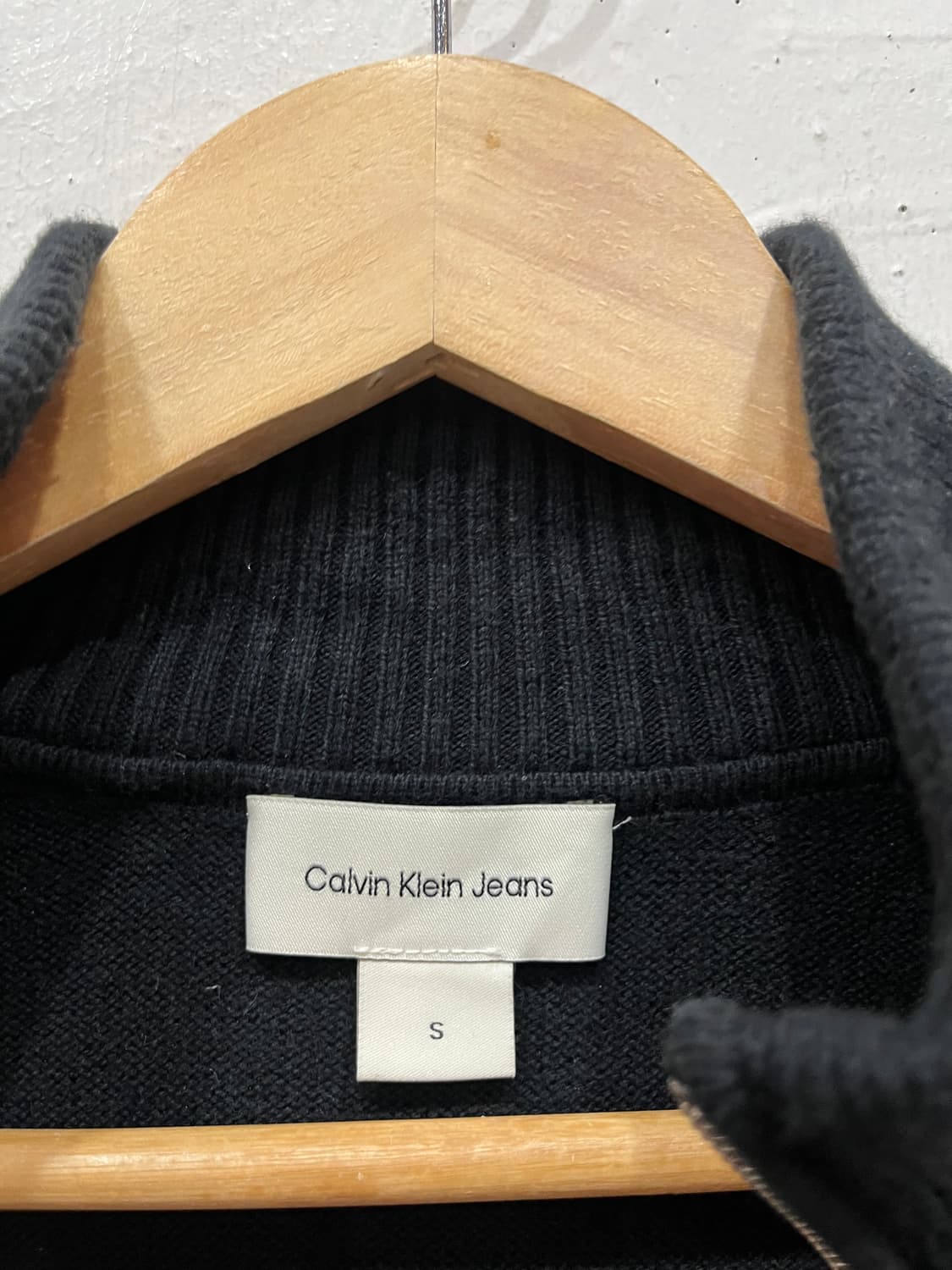 캘빈클라인 코튼 캐시미어 로고 니트집업 S  상품이미지4