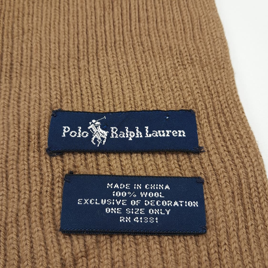 MX266 폴로 랄프로렌 브라운 리브드 니트 울 목도리 머플러 상품이미지5