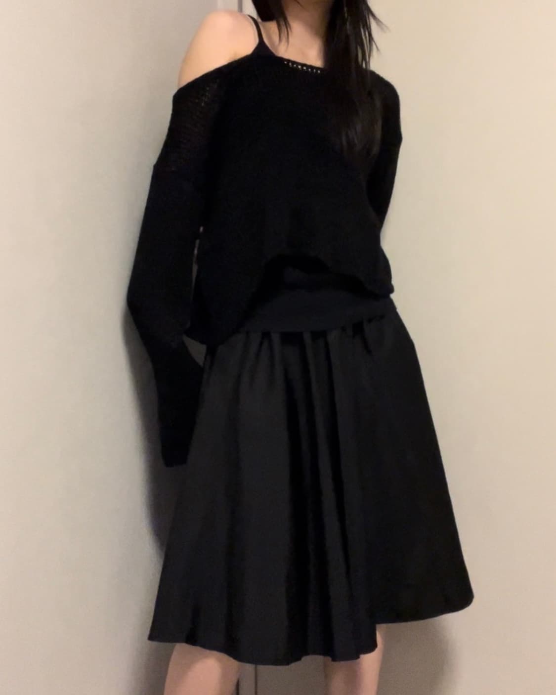 black flared midi skirt 상품이미지3