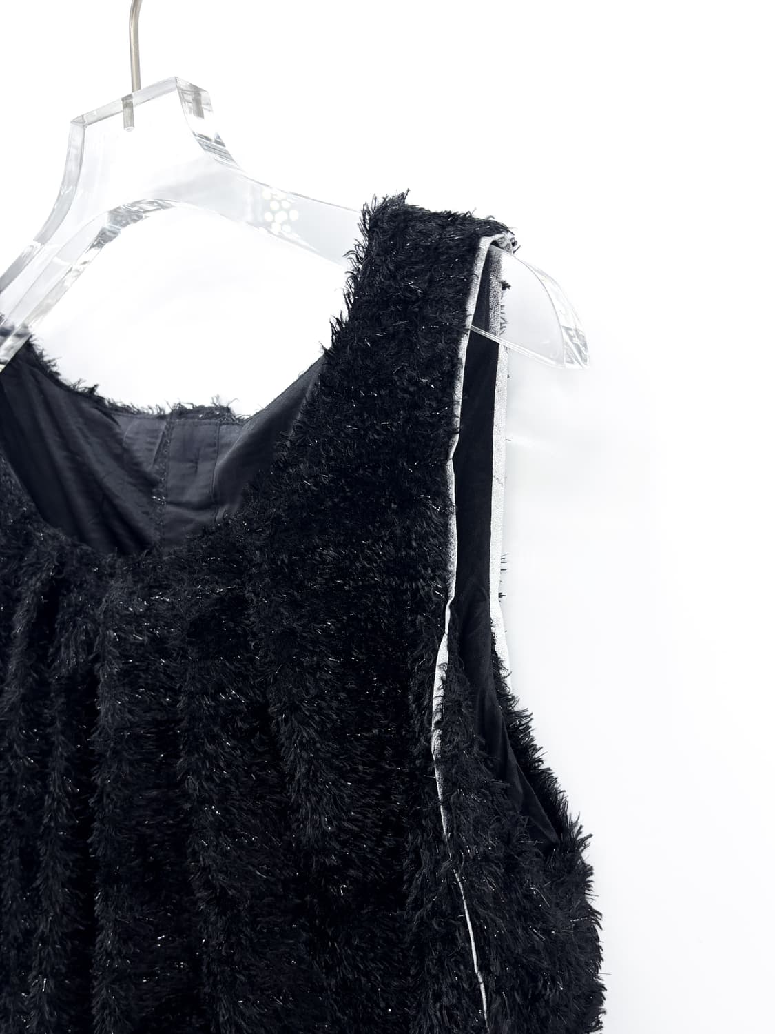 빈티지 헤어리 메탈릭얀 스팽글 미니 드레스 상품이미지6