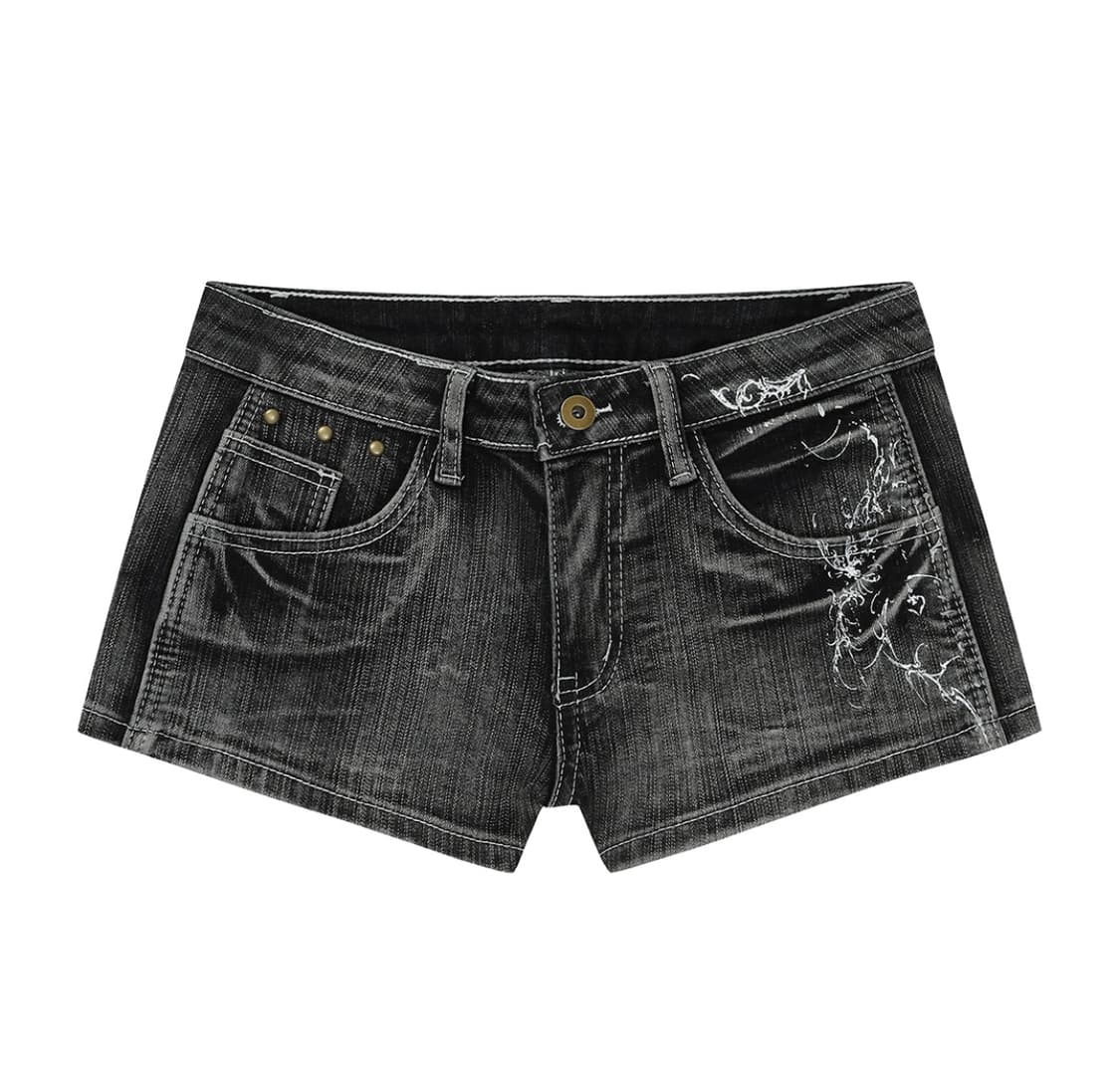 길라 아카이브 타투 그래픽 데님 숏츠 그레이 (s) 상품이미지1