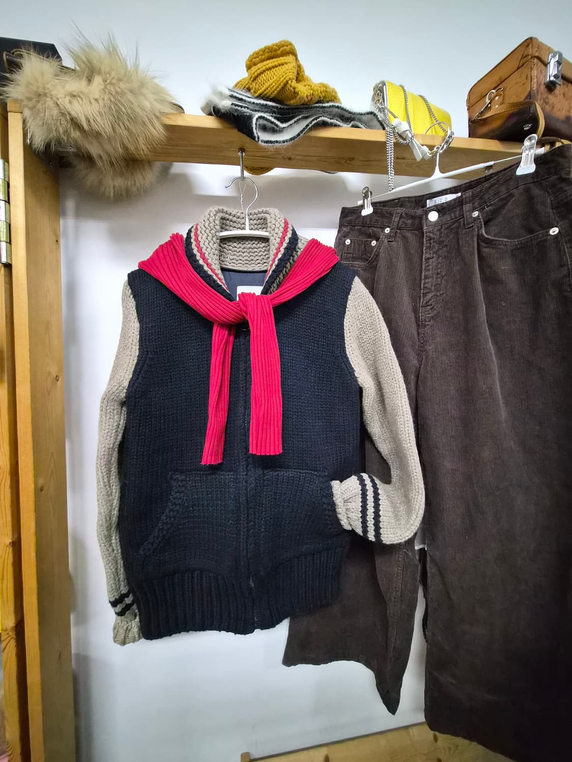 K516 다운 니트집업. 코듀로이 와이드 상품이미지1