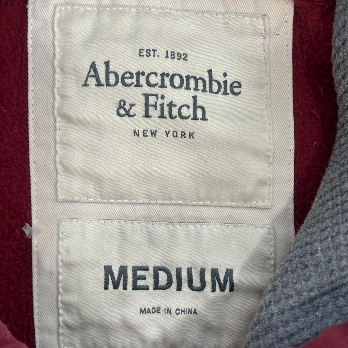 Abercrombie 아베크롬비 AF 로고 버건디 후드티 상품이미지5