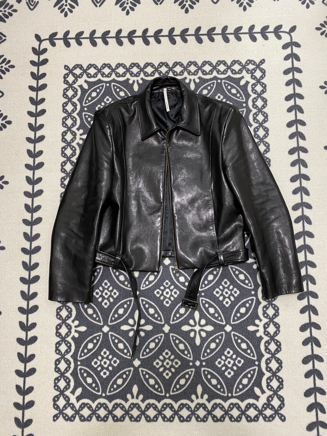 (50)노이어 램스 레더 벨티드 크롭 자켓 상품이미지1