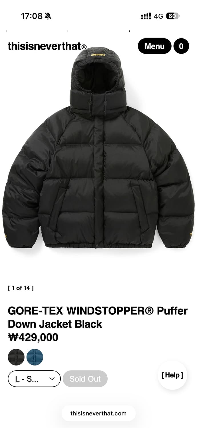 디스이즈네버댓 고어택스 윈드스토퍼 패딩(L) 상품이미지1
