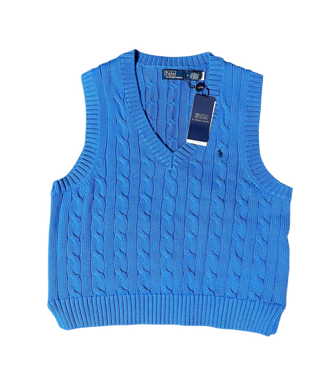 (새상품)폴로 랄프로렌 케이블 니트 조끼 블루 M 새상품 상품이미지3