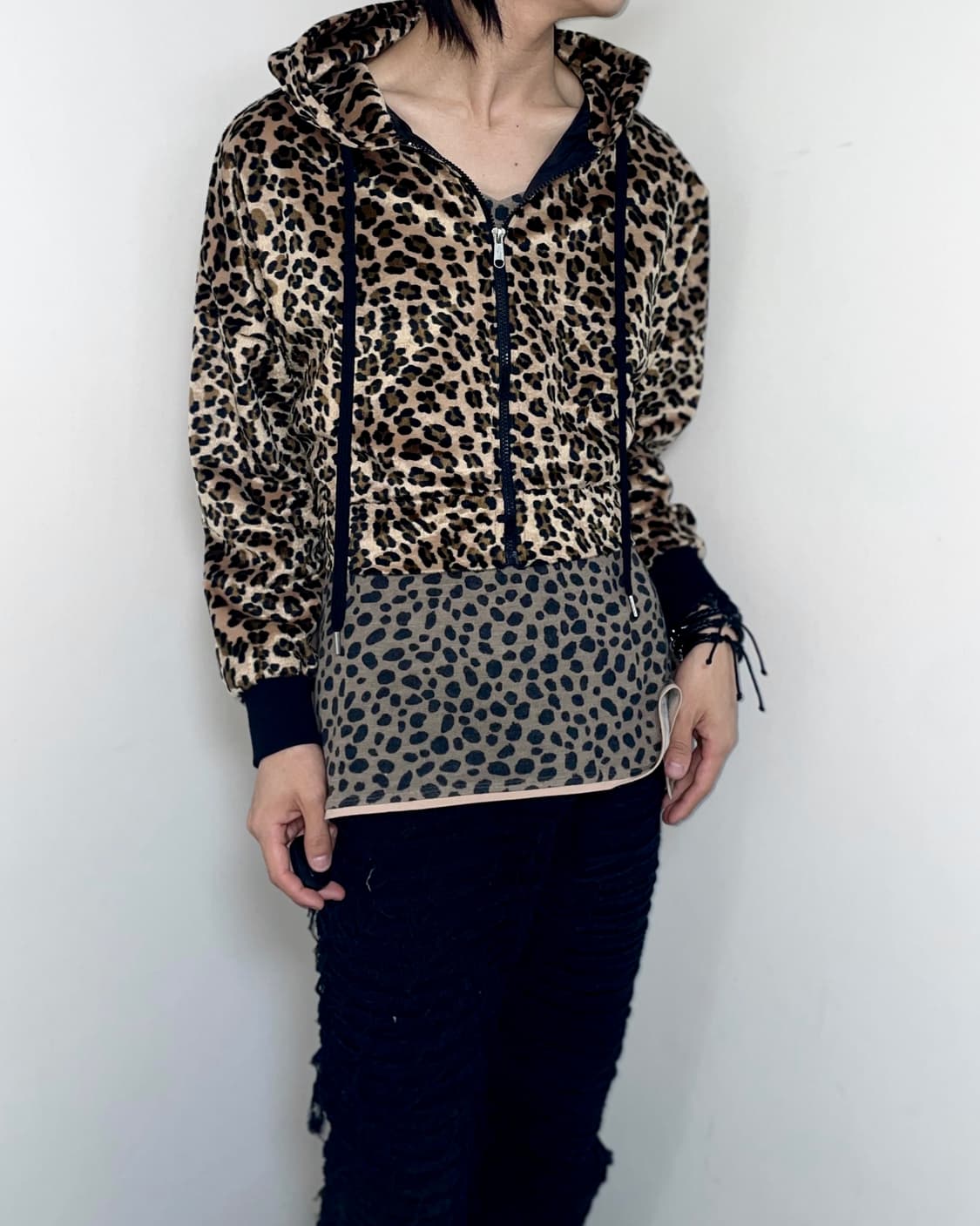 Leopard crop hood 상품이미지2