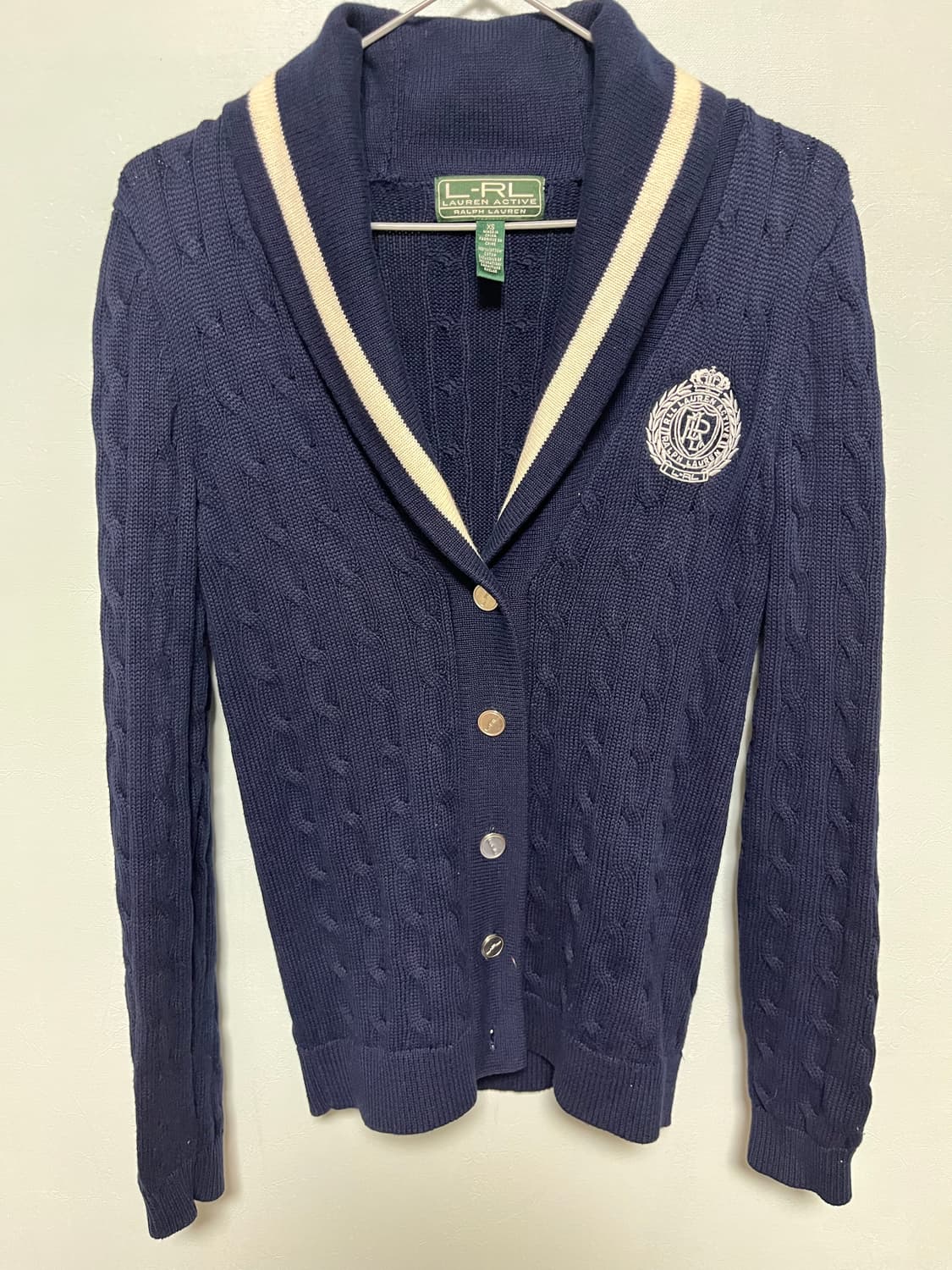 로렌 랄프로렌 엑티브 꽈배기 네이비 가디건 상품이미지1