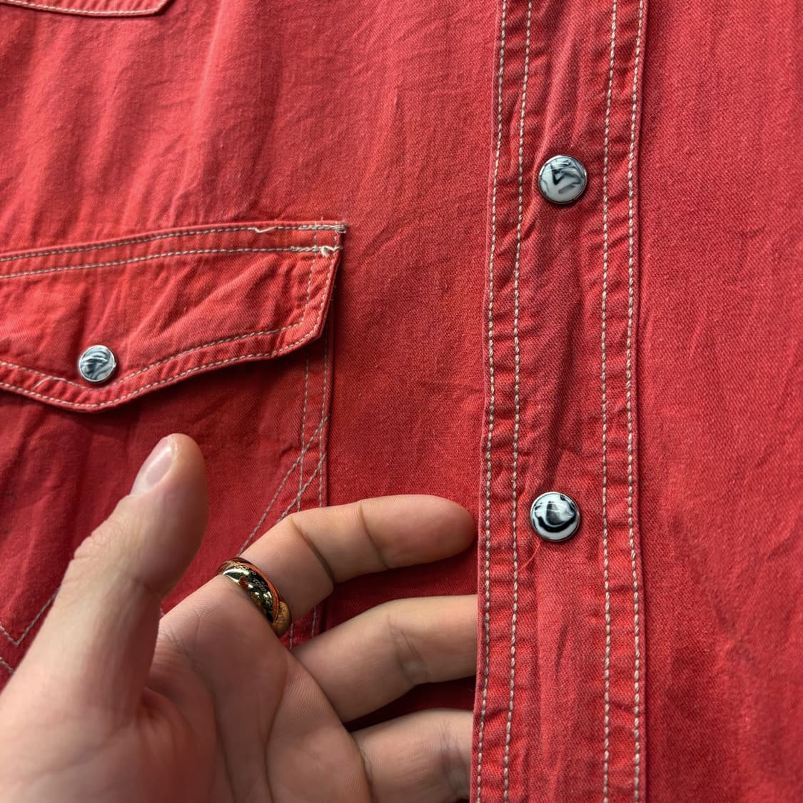 80s 랭글러 어센틱 스티치라인 웨스턴 포켓셔츠 N443 상품이미지6