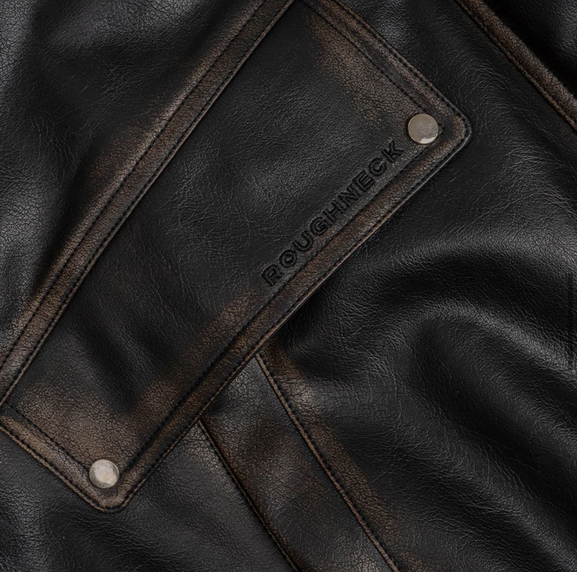 러프넥 워싱 레더 무스탕 자켓 [브라운] 상품이미지5