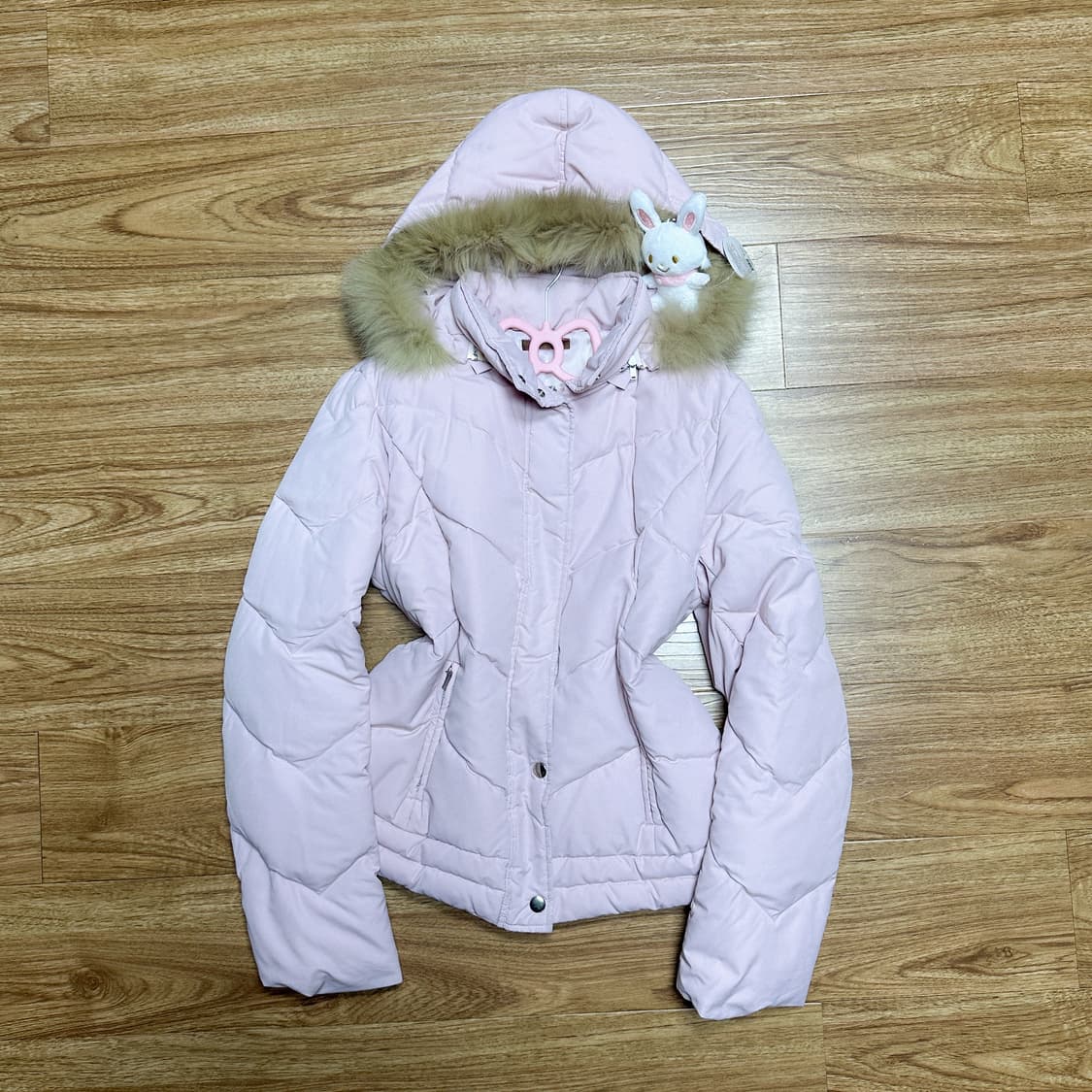 빈티지 딸기우유 핑크 퍼 패딩 코트 히메갸루 로걀 라떼 리즈리사깔 모리걸 상품이미지1