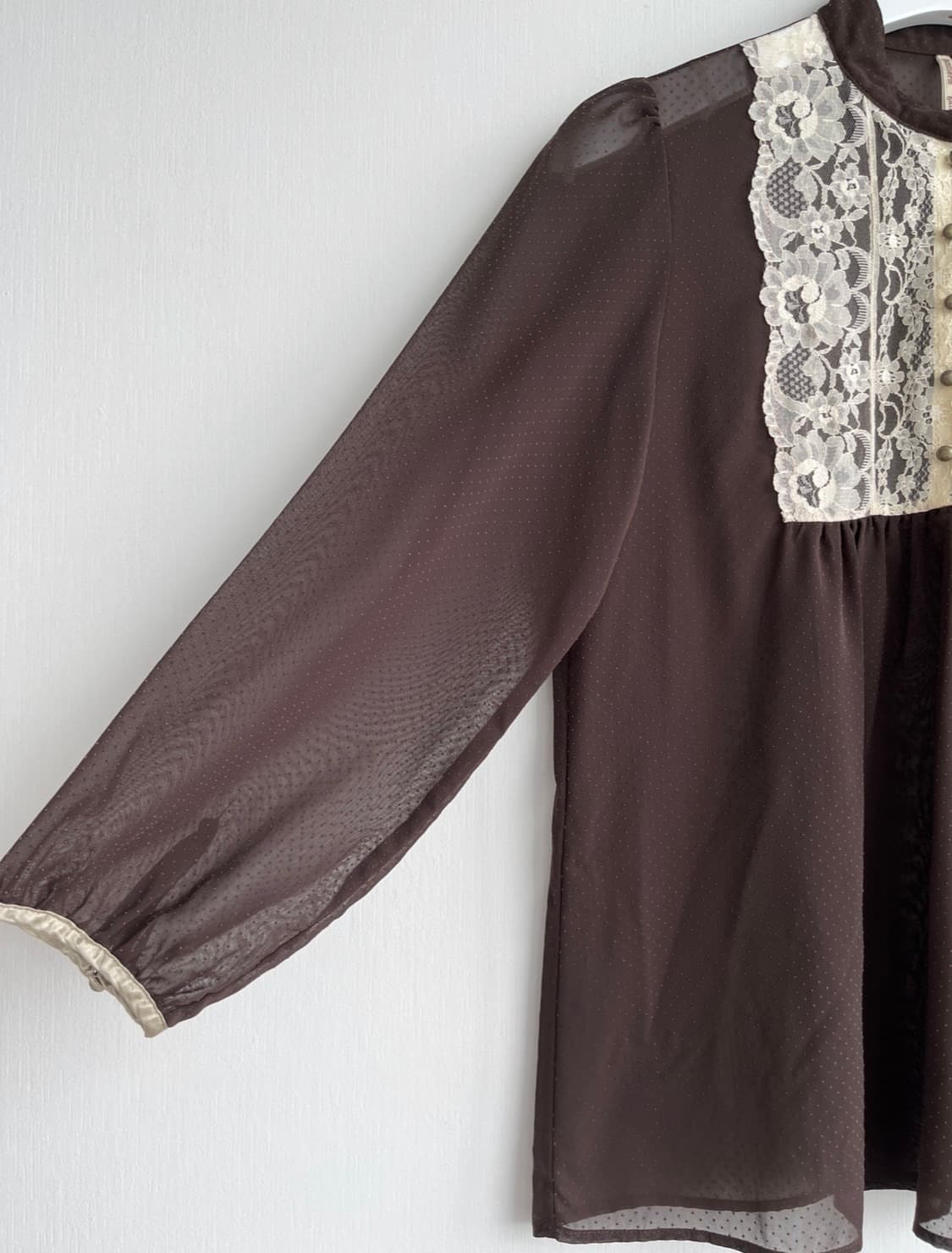 GAMINERIE 브라운 레이스 도트 블라우스 상품이미지5