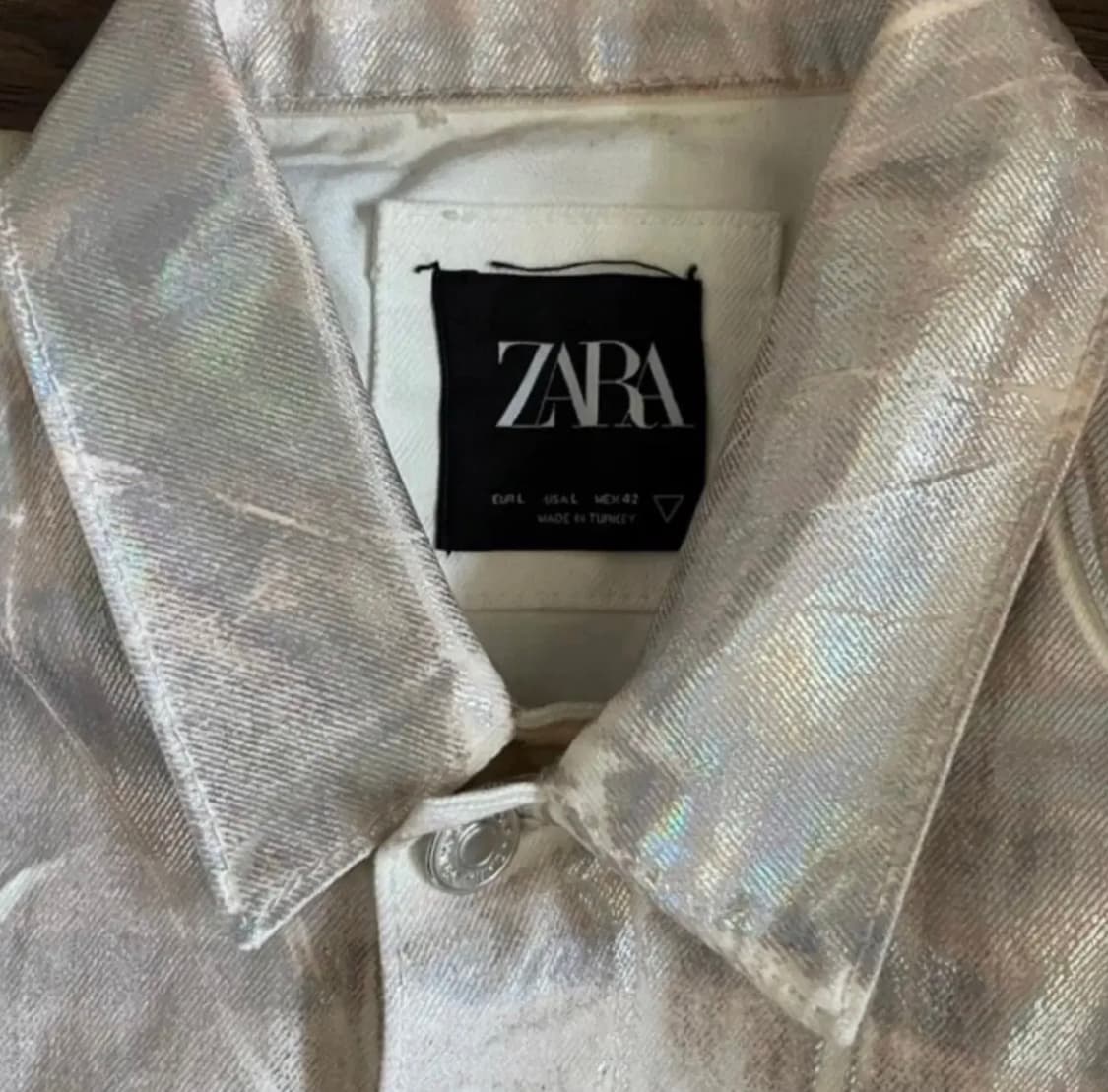 [ZARA] 자라 홀로그램 이펙터 웨스턴자켓 화이트 로즈핑크 상품이미지3