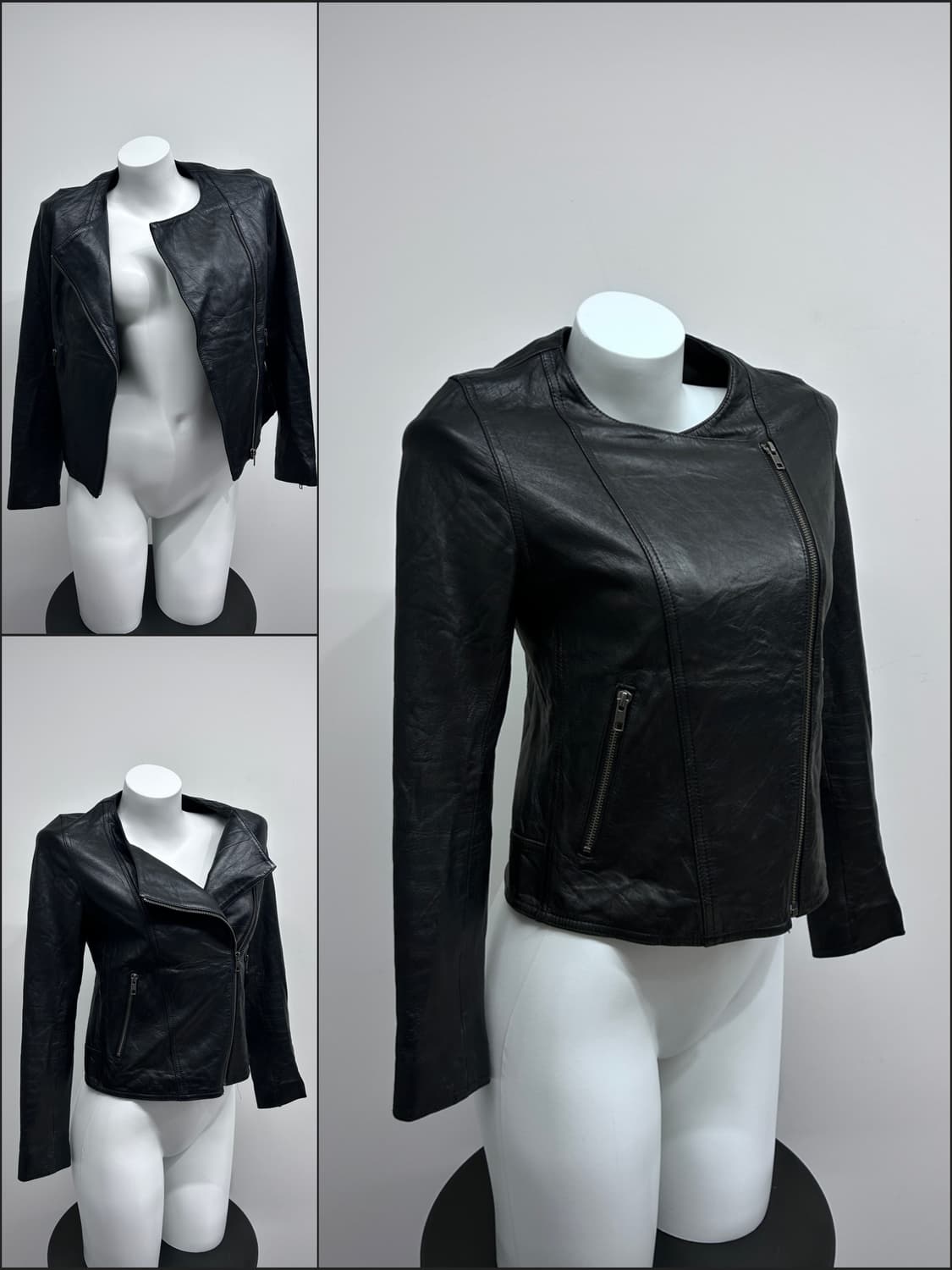 사선 지퍼 램스킨 자켓 상품이미지1