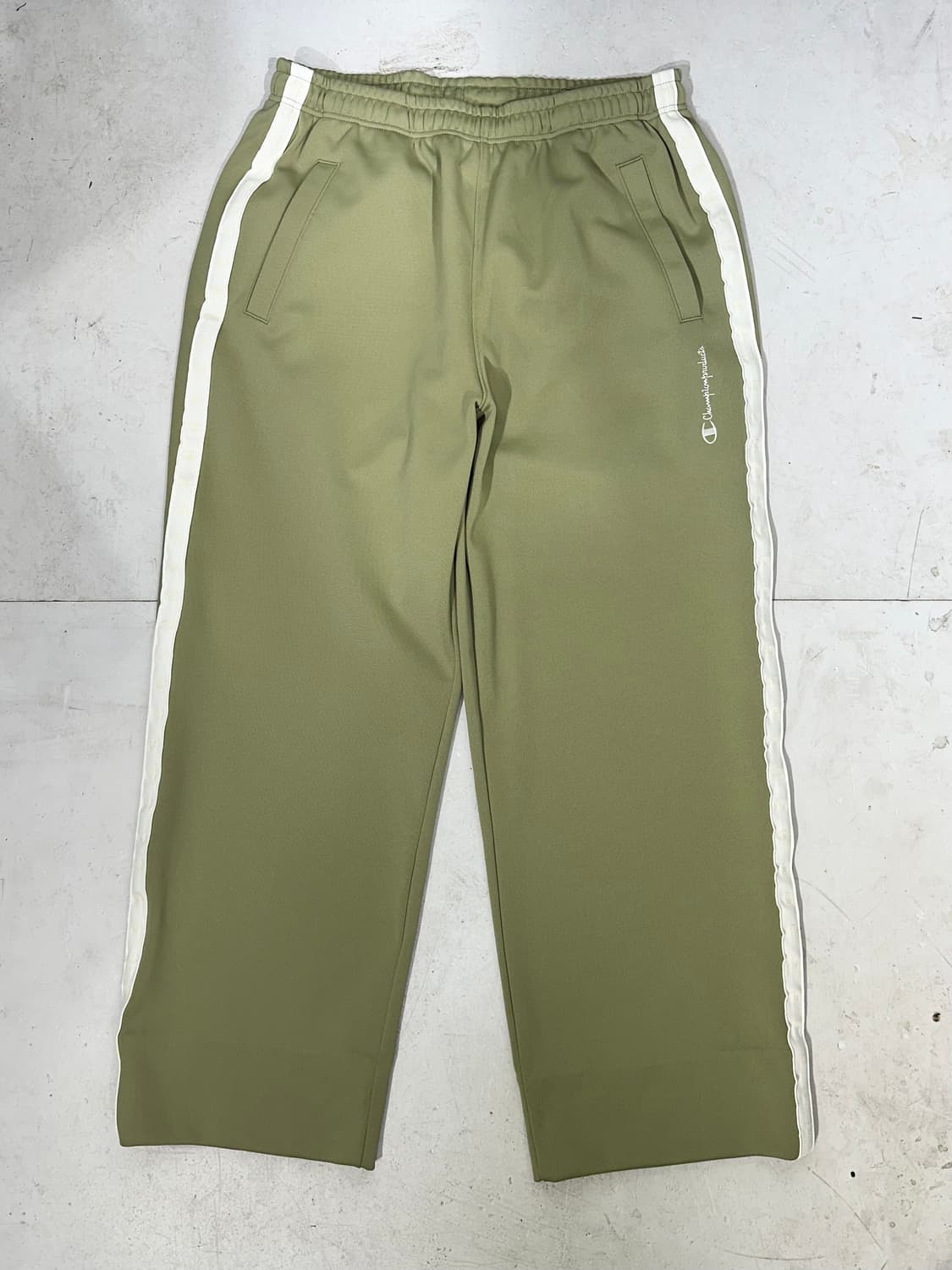 챔피온 카키 화이트 사이드 라인 와이드 추리닝 바지 트레이닝 팬츠 M 상품이미지4