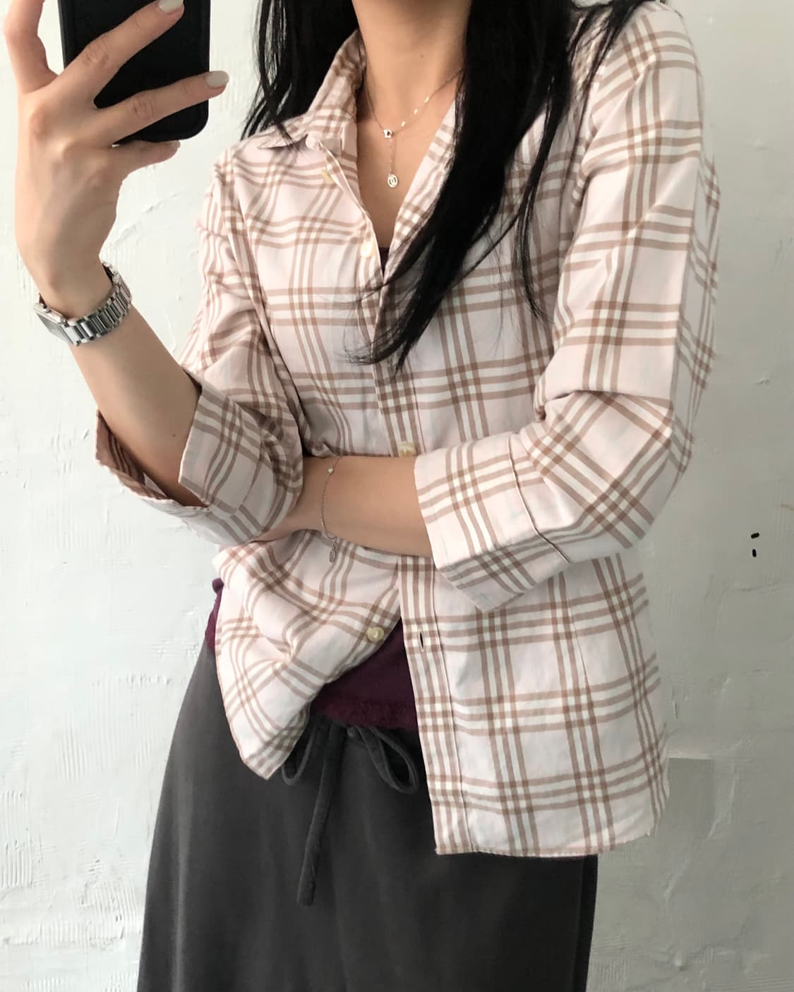 Burberry 버버리 핑크 노바체크 오부 셔츠 블라우스 상품이미지2