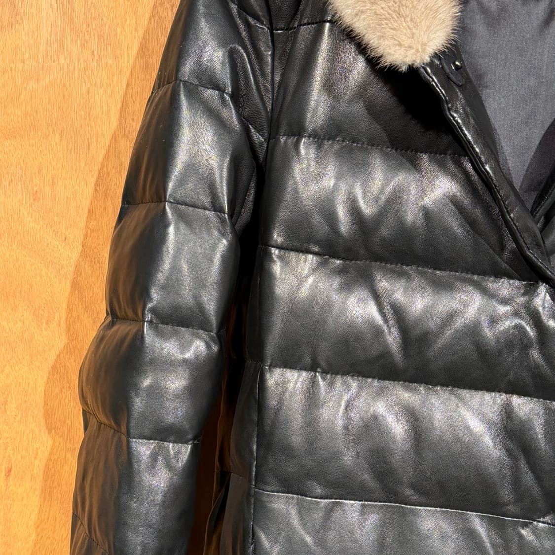 오리지널 램스킨 여성 덕다운 패딩 코트 M 양가죽 상품이미지2