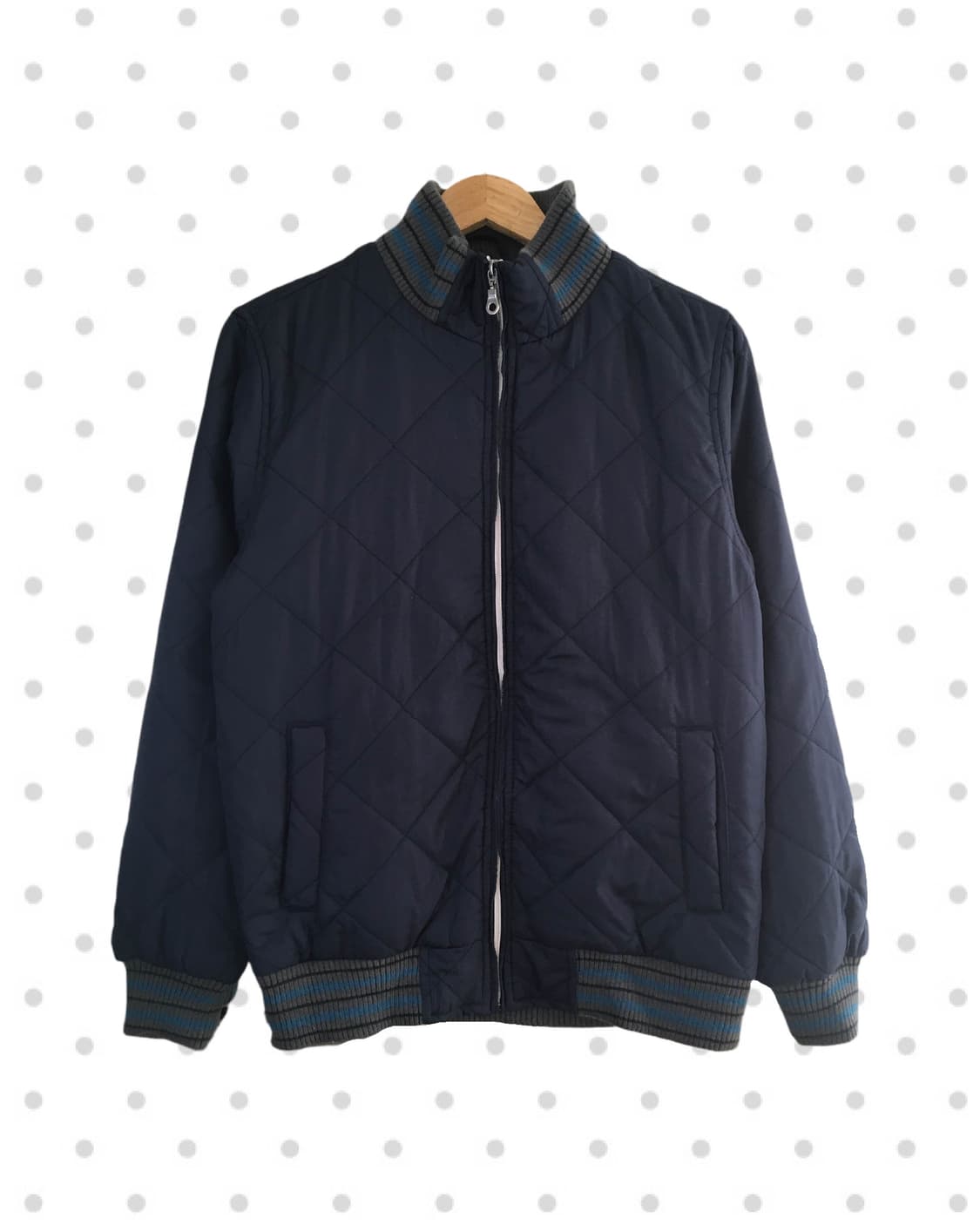 vintage quilted zip-up bomber navy 상품이미지5
