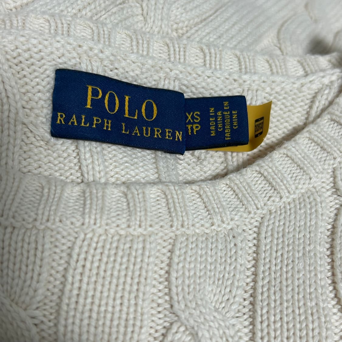폴로 랄프로렌 신형 큐알 꽈배기 니트 아이보리 크림 XS 상품이미지6