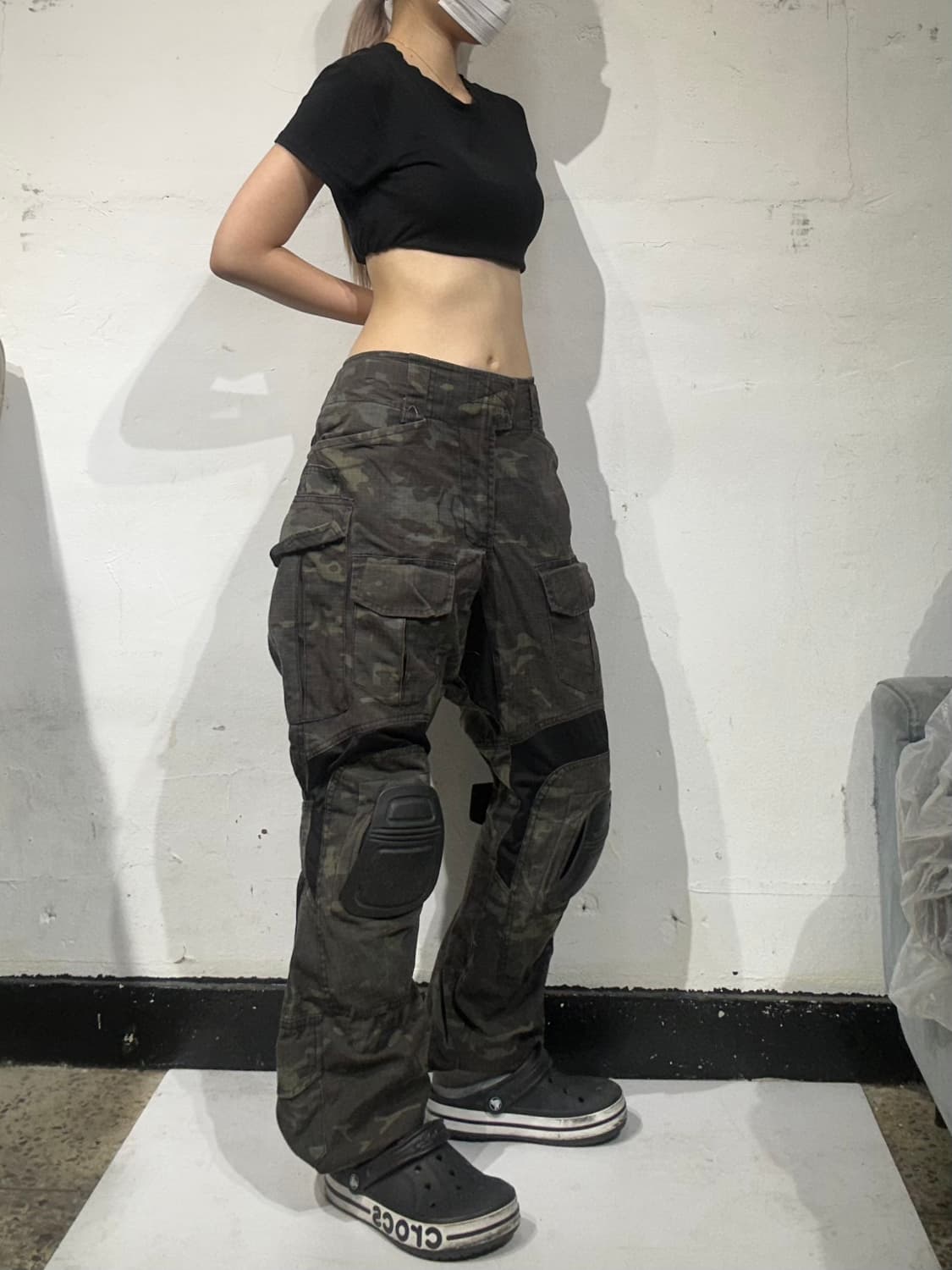 일본 빈티지 카키 바이크 팬츠 밀티러티 카모 카고 팬츠  상품이미지1