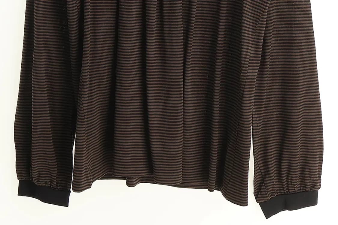 Round Neck Shirring T-shirt Brown M 상품이미지3