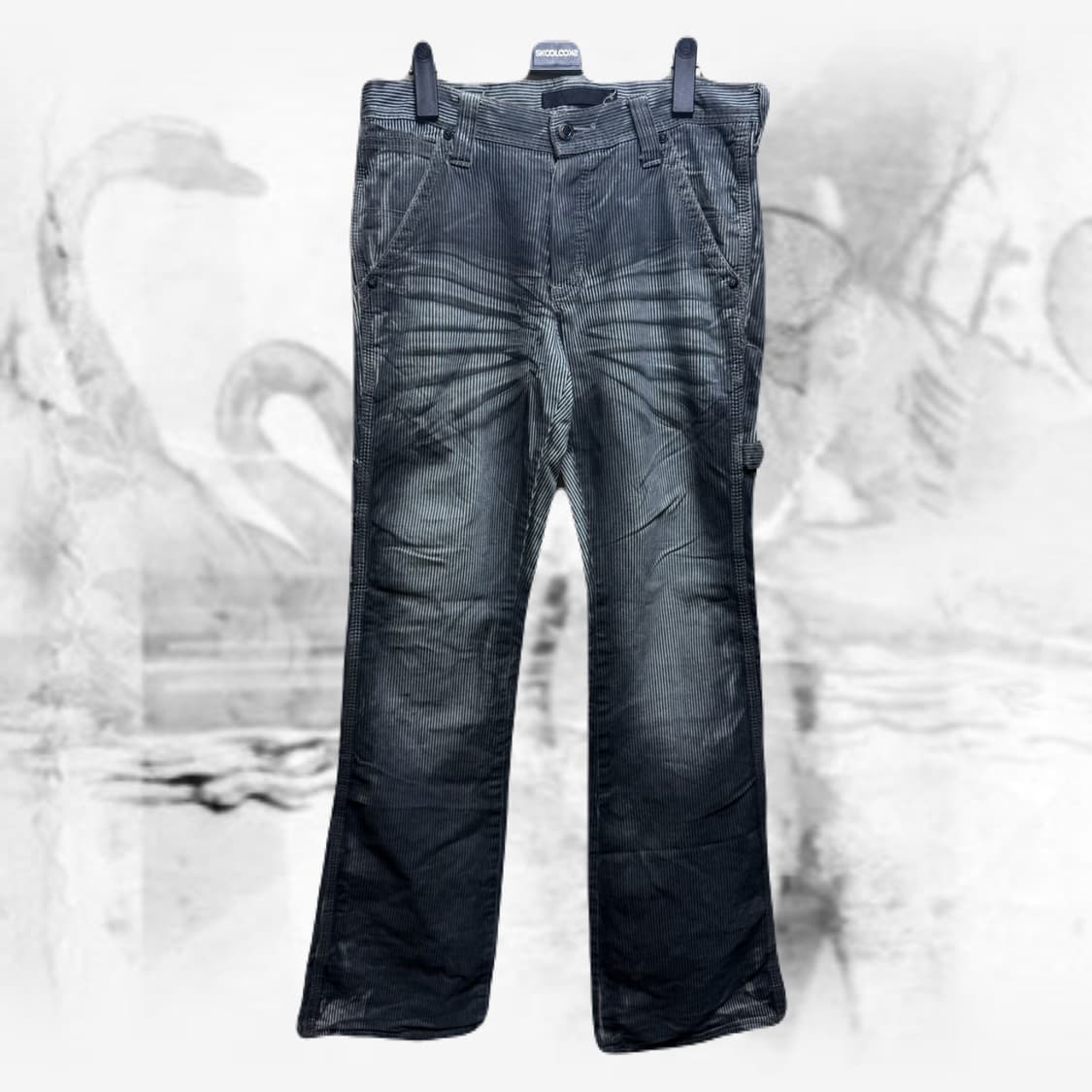 y2k 펑크 스트라이프 세미부츠컷 팬츠 상품이미지1