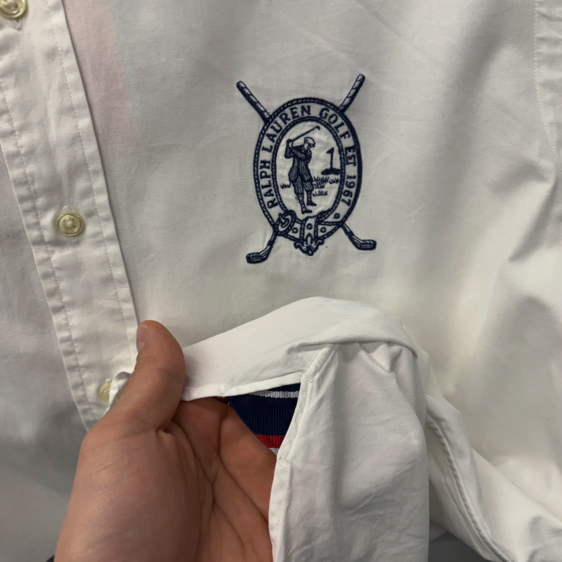 90s 폴로 랄프로렌 골프클럽 크레스트 화이트 코튼셔츠 N440 상품이미지6