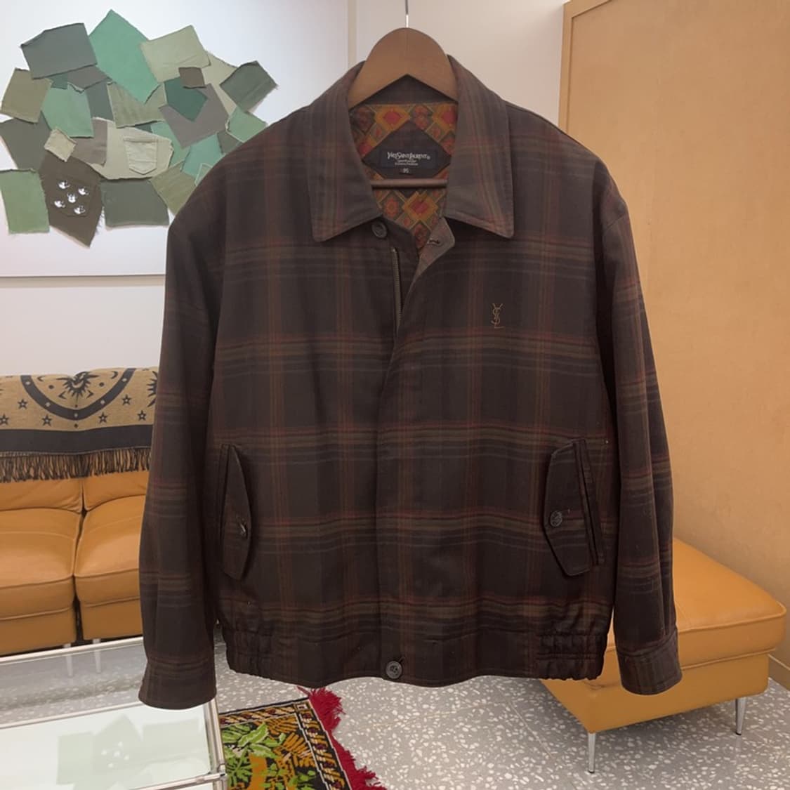 입생로랑 YSL 헤링턴 타탄 오버핏 블루종 자켓 105 C06350 상품이미지1