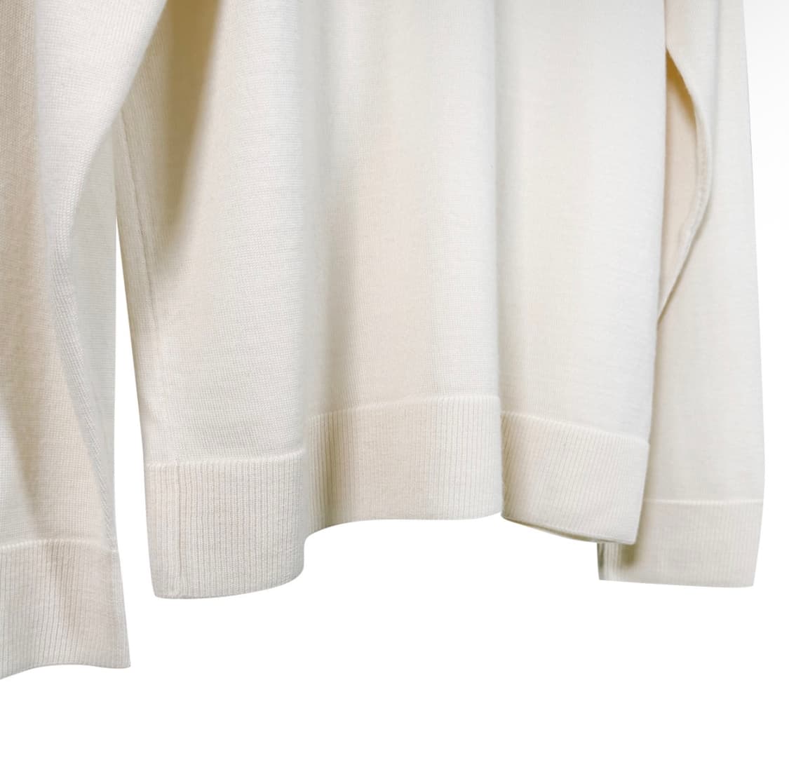 [48] 우영미 남성 로고 패치 라운드 울 니트 스웨터 티셔츠 아이보리 상품이미지7