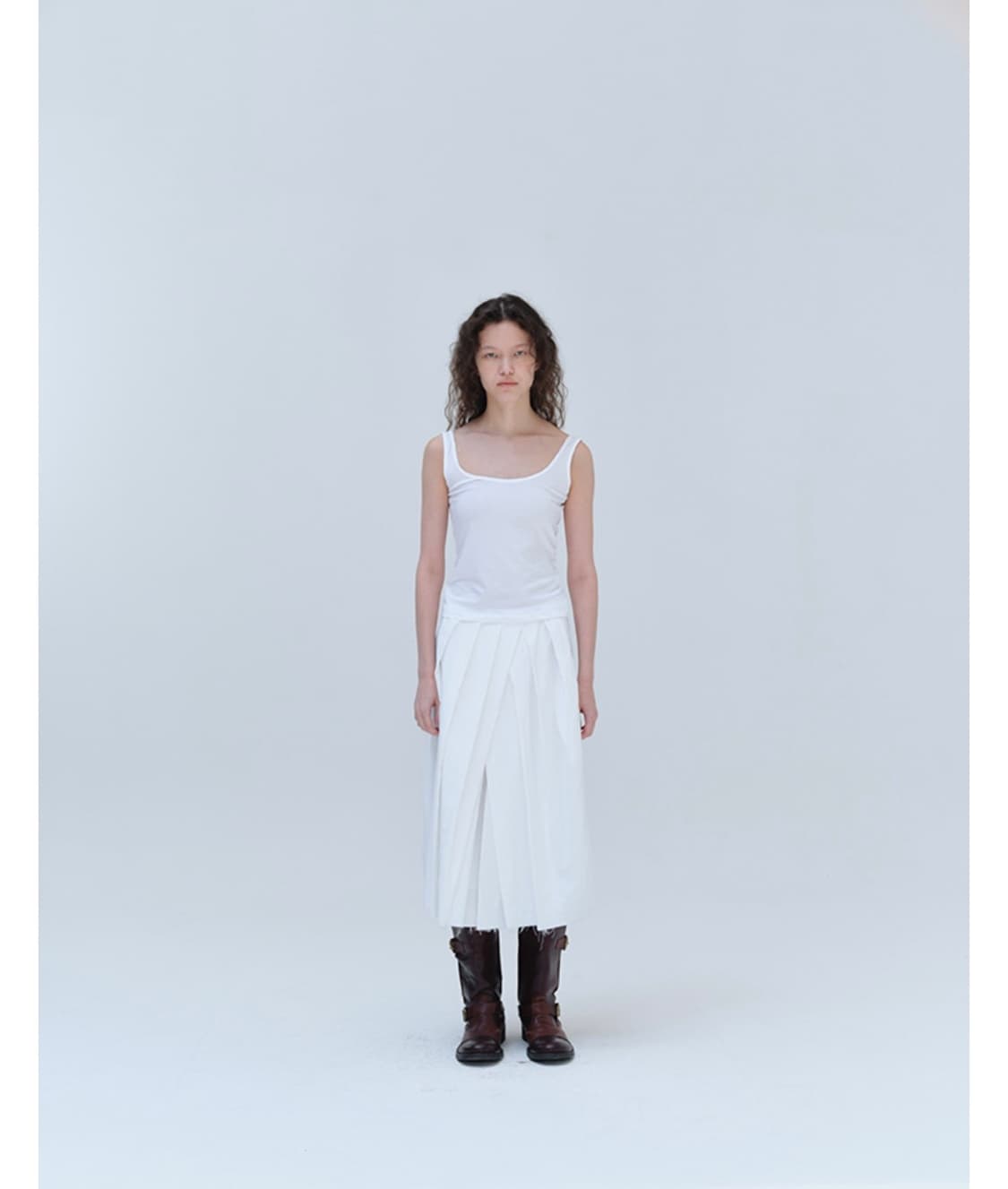리포스 CUTTING PLEATS SKIRTS (WHITE) 상품이미지3