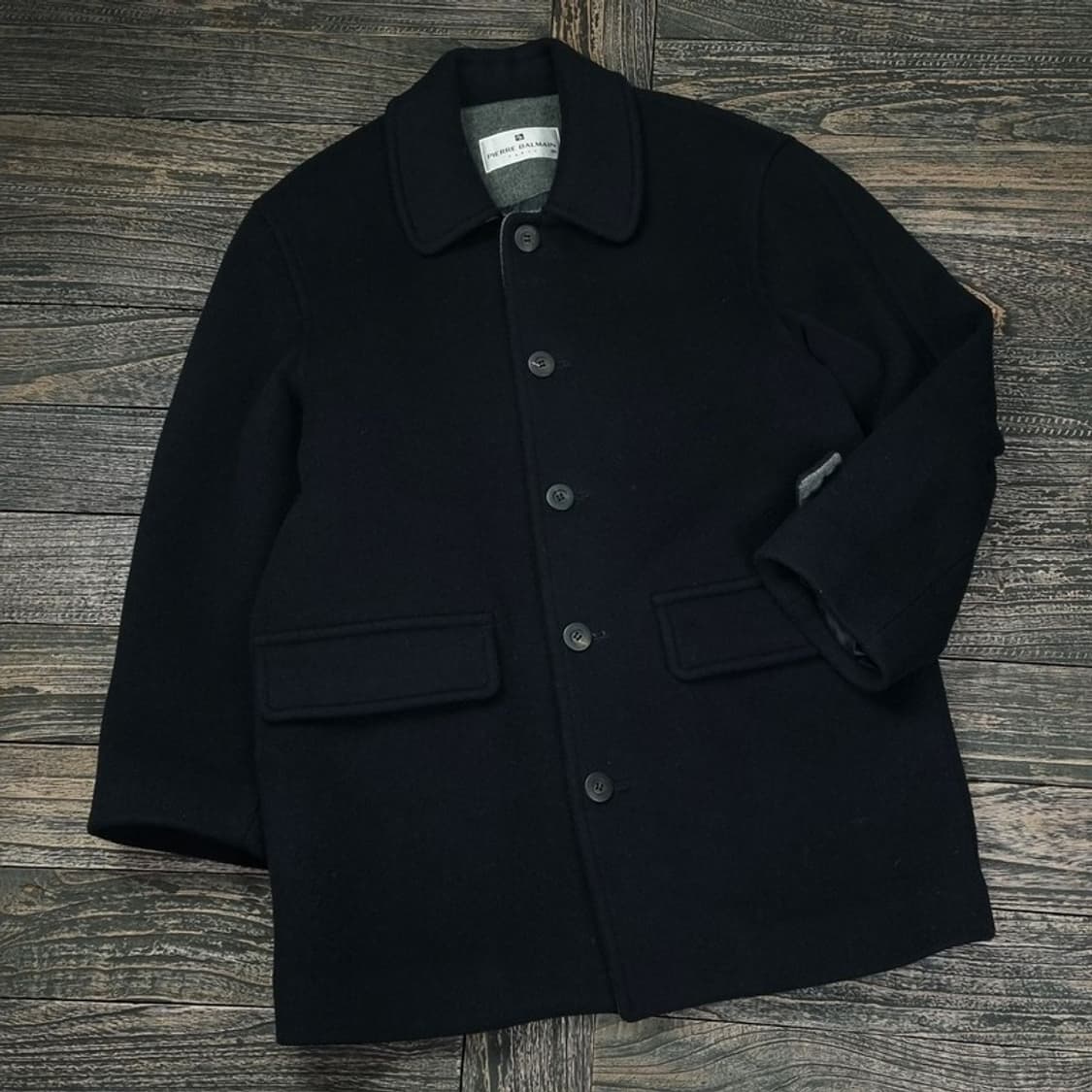 [피에르 발망] 오버핏 미들 모직 발마칸 코트 블랙 P01280 상품이미지1