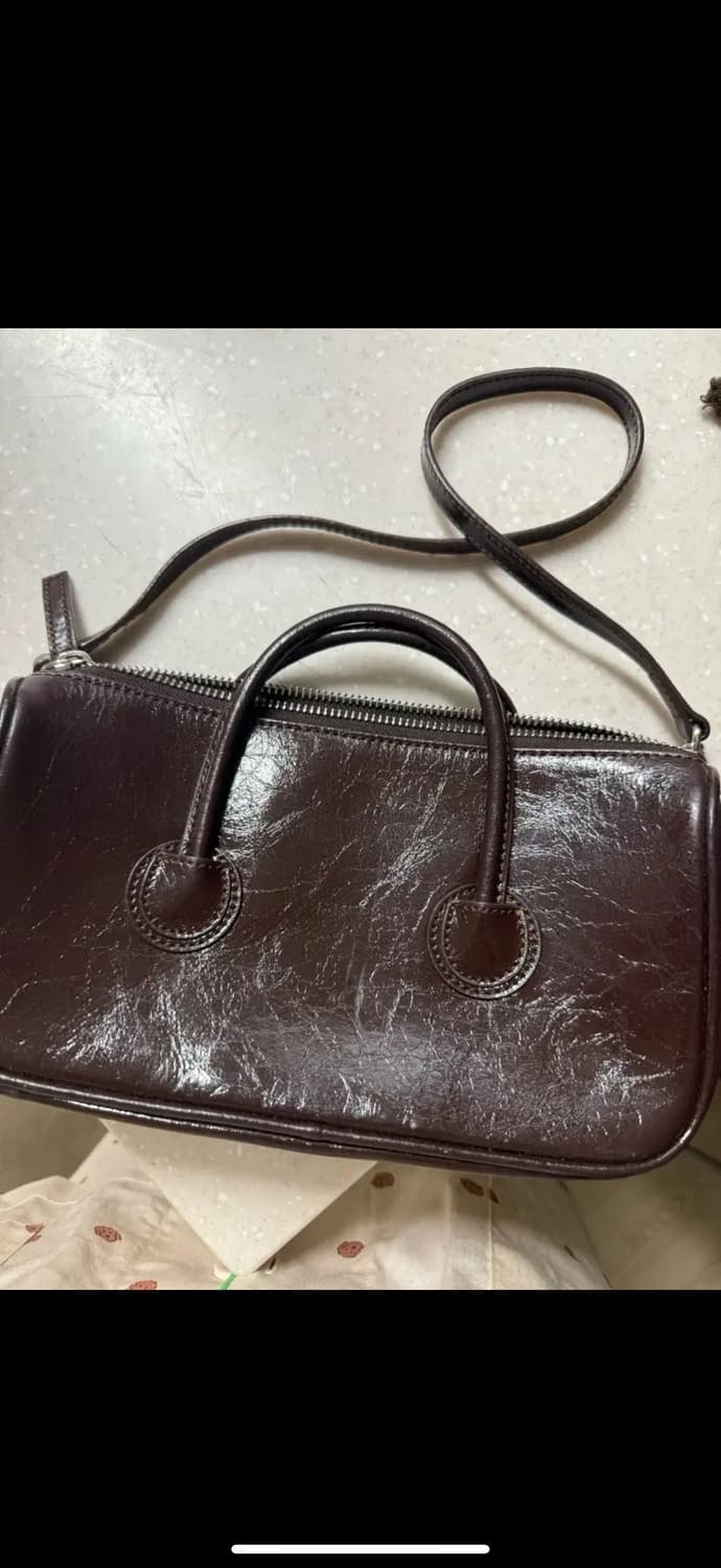 마지셔우드 지퍼 스몰 다크브라운 크링클 토트백 zipper small 상품이미지3