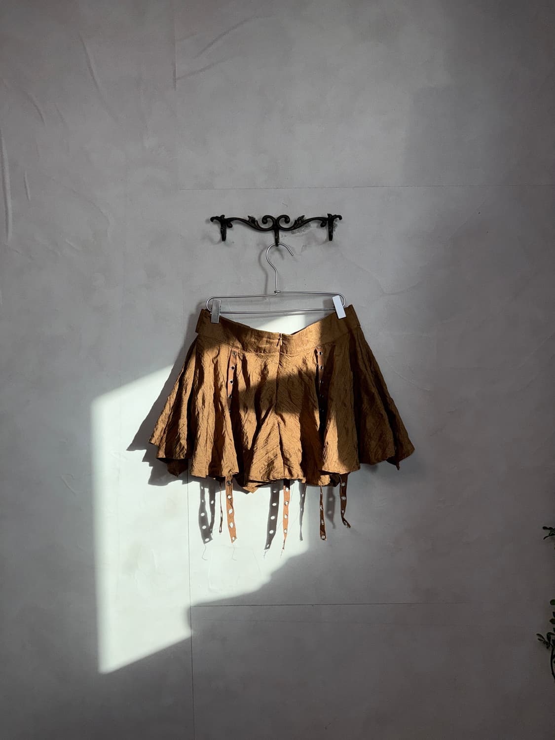 Brown eyelet unbalance grunge western sk 상품이미지3