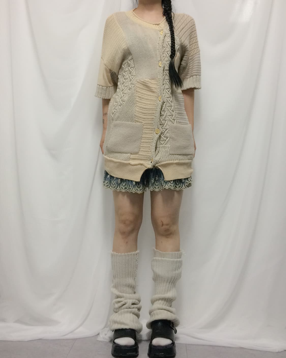 Patch work knitted cardigan 상품이미지4