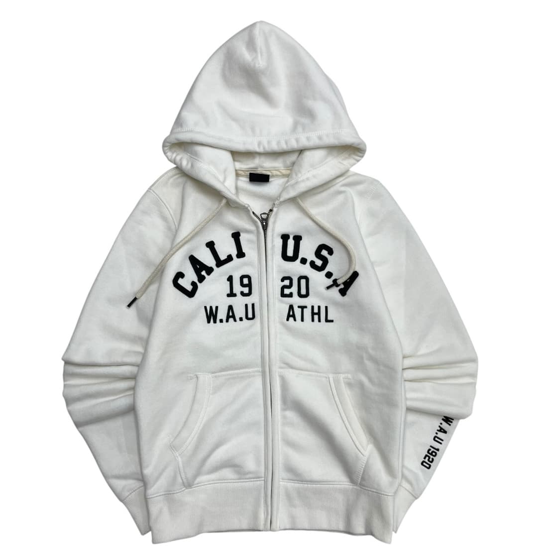 후아유 블랙 센터로고 화이트 후드집업 S 상품이미지2