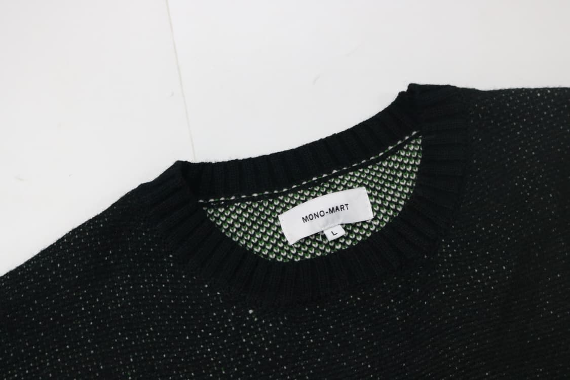 모노마트 블랙 아가일 체크 패턴 오버핏 라운드 니트 (L) 상품이미지7