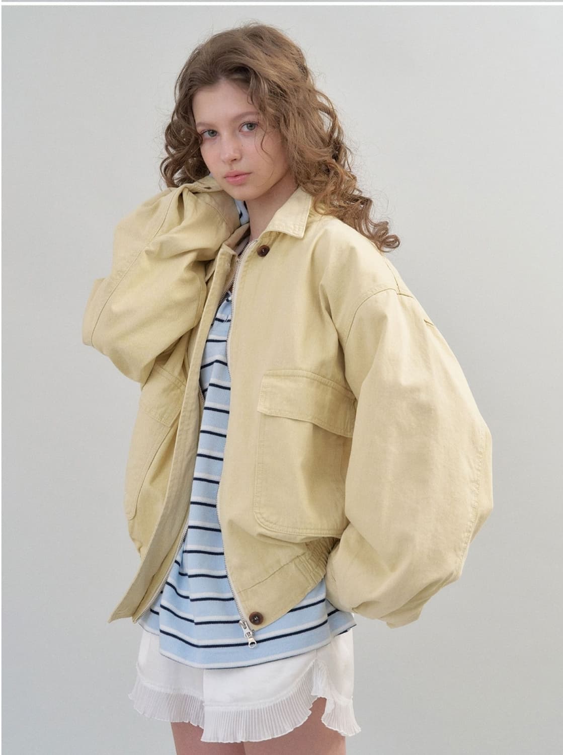 [새상품] 헤더먼트 가먼트 워싱 점퍼 90s garment 블루종 상품이미지5