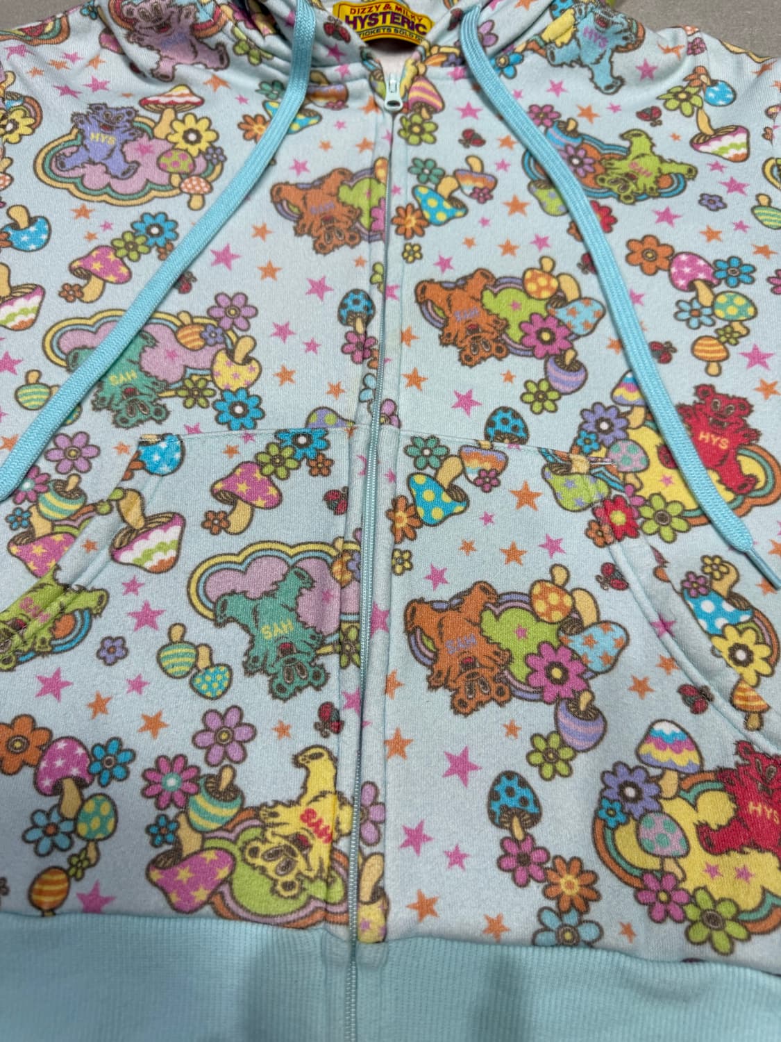 히스테릭 글래머 별 곰돌이 버섯 꽃 귀여운 패턴 후드 집업 자켓 상품이미지3